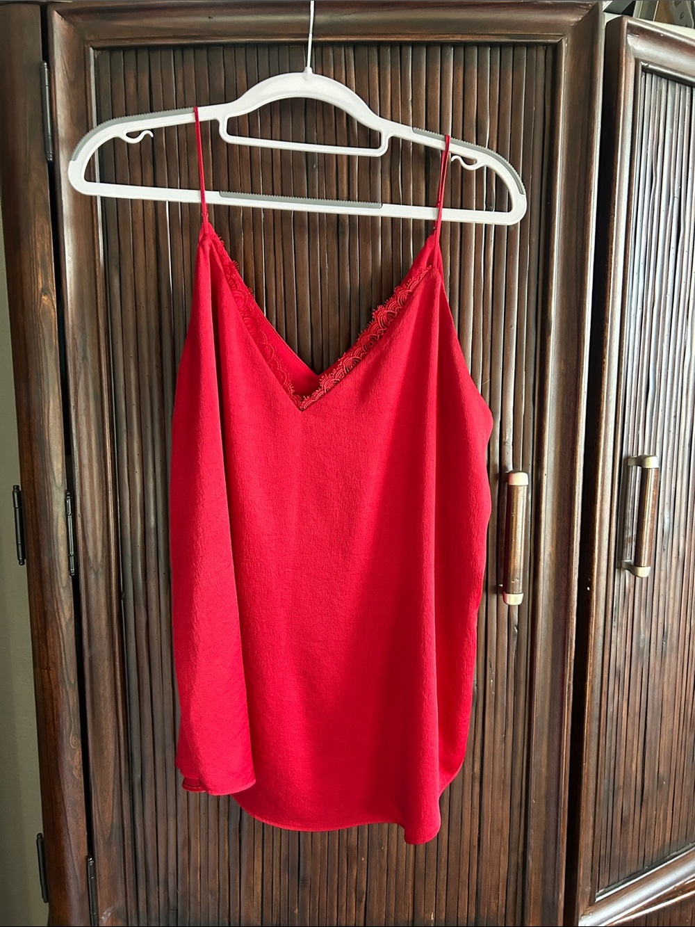 Express Red Lace-Trim Spaghetti Strap Cami